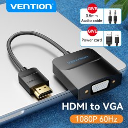 Adaptateur Vention HDMI mâle vers VGA femelle 15cm (Noir)