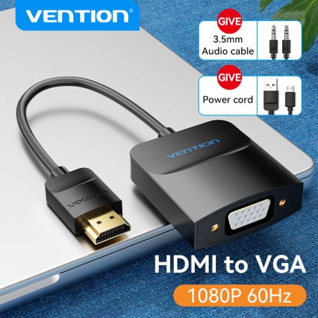 Adaptateur Vention HDMI mâle vers VGA femelle 15cm (Noir)