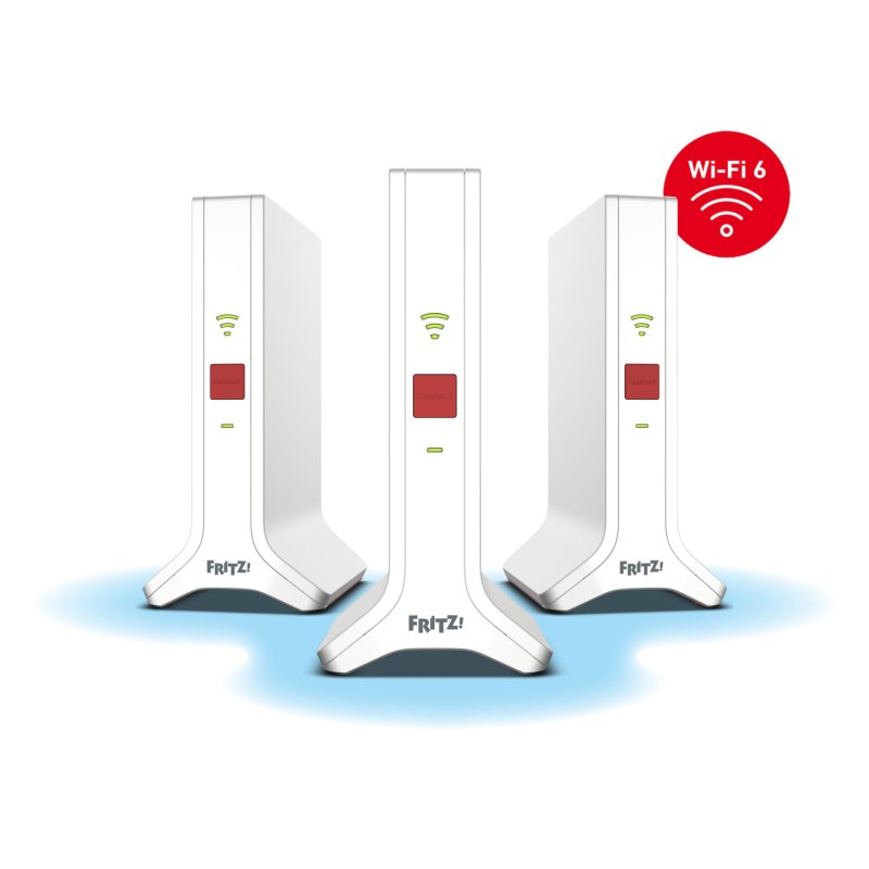 Mesh Set FRITZ! 4200 3-pack Edition Inter Bi-bande (2,4 GHz / 5 GHz) Wi-Fi 6E (802.11ax) Rouge, Blanc 2x2/4x4