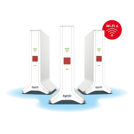 Mesh Set FRITZ! 4200 3-pack Edition Inter Bi-bande (2,4 GHz / 5 GHz) Wi-Fi 6E (802.11ax) Rouge, Blanc 2x2/4x4