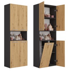 Topeshop NEL 1K DK ANT/ART KP armoire de rangement de salle de bain Graphite, Chêne