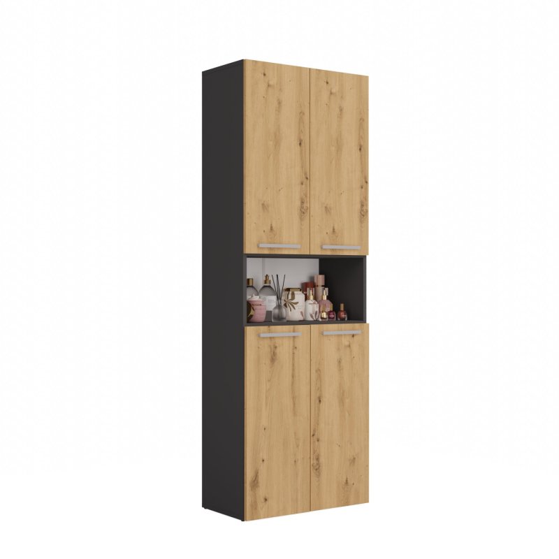 Topeshop NEL 1K DK ANT/ART KP armoire de rangement de salle de bain Graphite, Chêne