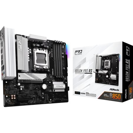 Asrock B850M PRO RS, AMD B850, AM5, Micro ATX, 4 DDR5, HDMI, DP, 2.5G LAN, RGB, 3x M.2