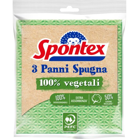 Spontex Sponge Cloths 100 Vegetable 3 Pieces