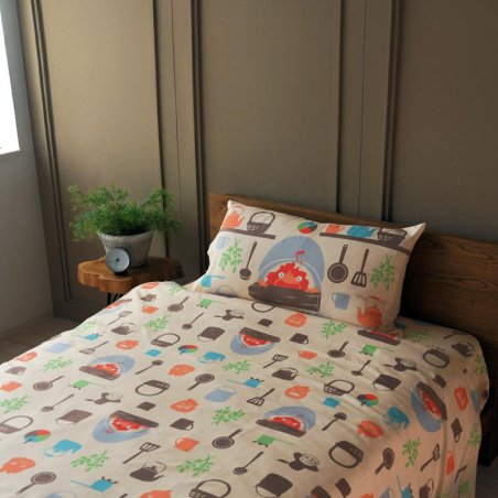 LE CHATEAU AMBULANT -Cuisiner avec Calcifer -Ensemble de Literie Natsu