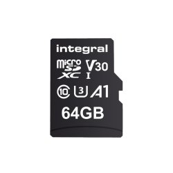 Integral 64GB MICRO SDXC UHS-1 U3 CL10 V30 A1 UP TO 100MBS READ 50MBS WRITE