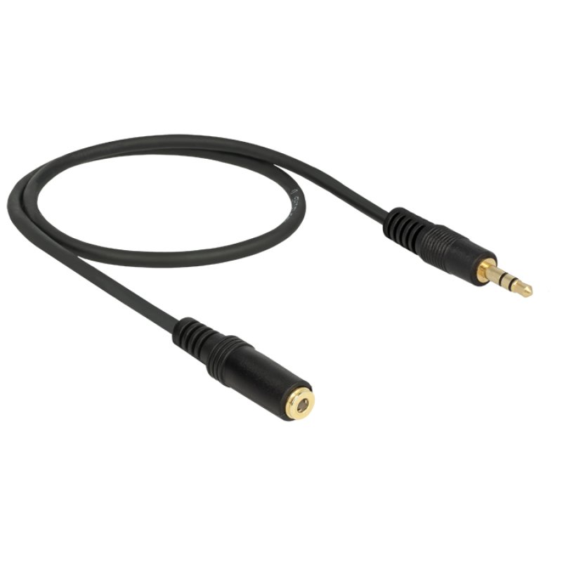 DeLOCK 3.5mm M-F, 0.5m câble audio 0,5 m 3,5mm Noir