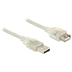 DeLOCK 5m, 2xUSB2.0-A USB cable USB 2.0 USB A Transparent