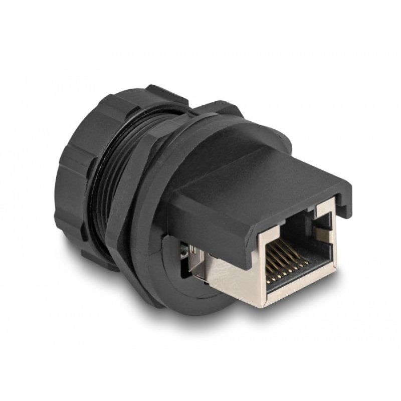 DeLock RJ45 Cat.6A Kupplung mit Verschlusskappe zum Einbau IP67 staub- und wasserdicht