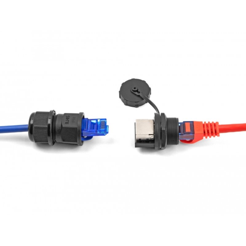 DeLOCK Coupleur RJ45 Cat.6A avec chapeau de protection pour installation intégrée, IP67, étanche à la poussière et