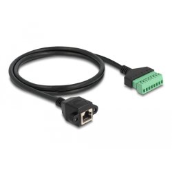 DeLock RJ45 Kabel Cat.6 Buchse zu Terminalblock Adapter zum Einbau 1 m 2-teilig