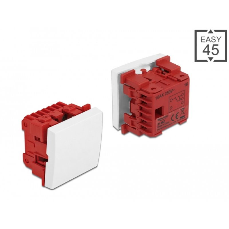 DeLOCK Easy 45 1-gang Switch 1-pole 2-way 45 x 45 mm, white