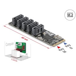 M.2 2280 Key B M Kontroller zu 5 x SATA