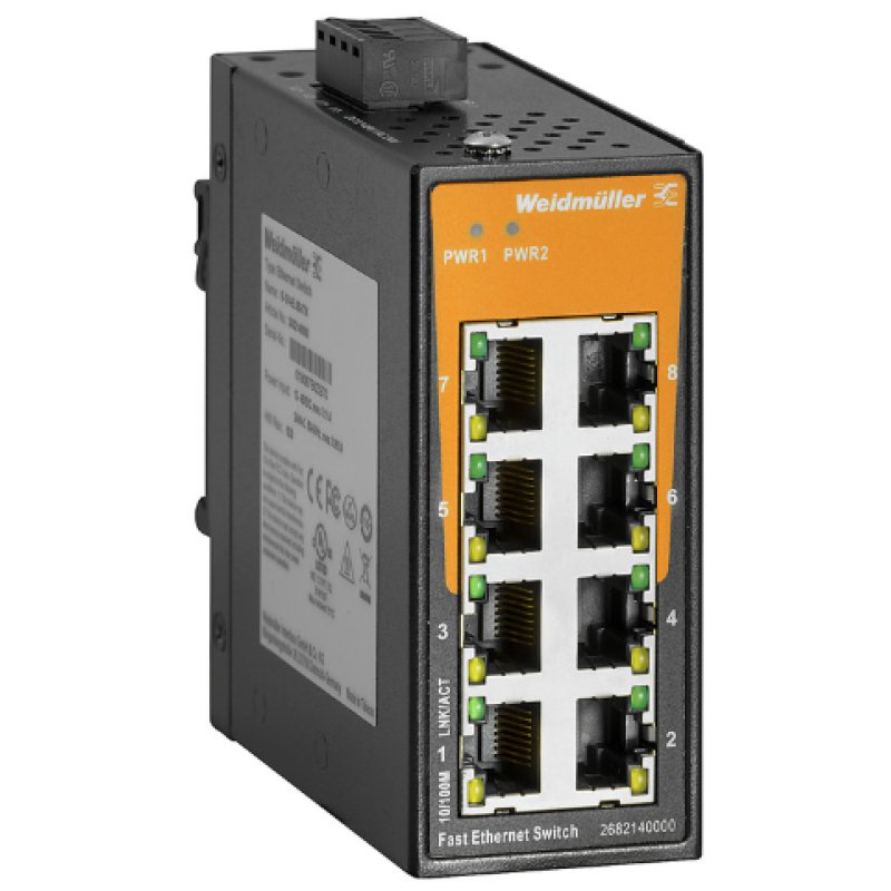 Weidmüller IE-SW-EL08-8TX Managed Fast Ethernet (10/100) Black, Orange