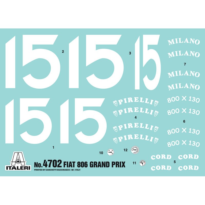 Italeri Fiat 806 Grand Prix Modèle de voiture de sport Kit de montage 1:12