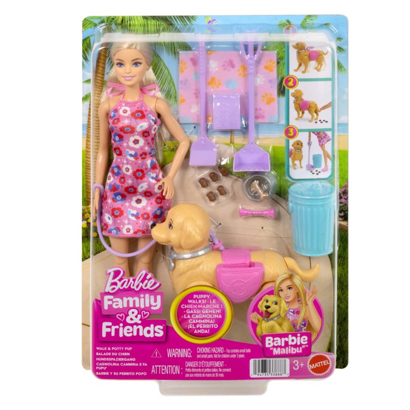 Barbie “Malibu” Walk & Potty Pup Toy Set