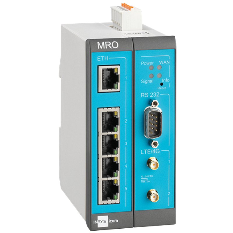 Insys Microelectronics MoRoS MRO-L200 Routeur connecté 10 Gigabit Ethernet, 100 Gigabit Ethernet Bleu, Gris, Blanc