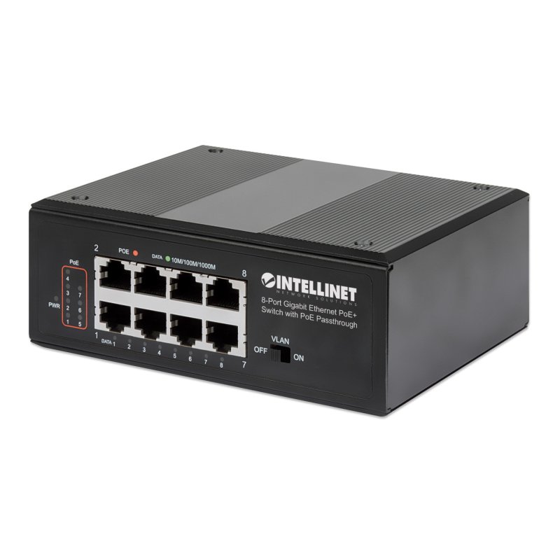 Intellinet Commutateur réseau (switch) industriel Gigabit Ethernet PoE 8 ports avec passthrough PoE, 1 port PD PoE 95