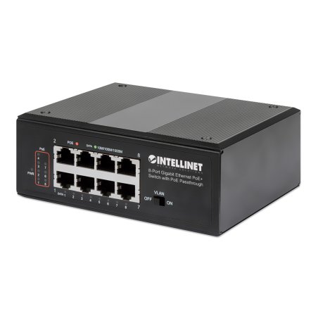 Intellinet Commutateur réseau (switch) industriel Gigabit Ethernet PoE 8 ports avec passthrough PoE, 1 port PD PoE 95