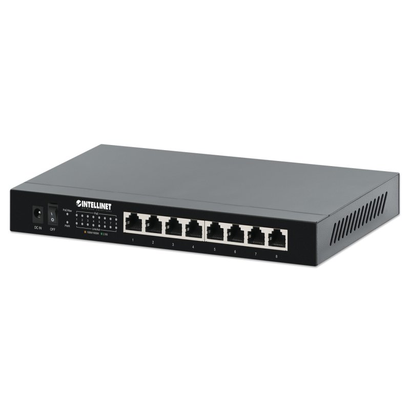 Intellinet 8-Port 2.5G Ethernet PoE Switch Eight 10/100/1000/2500 Mbps PSE PoE Ports, 100 W PoE Power Budget,