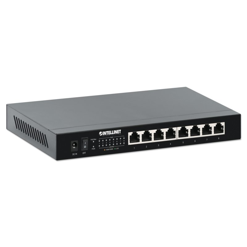Intellinet 8-Port 2.5G Ethernet PoE Switch Eight 10/100/1000/2500 Mbps PSE PoE Ports, 100 W PoE Power Budget,