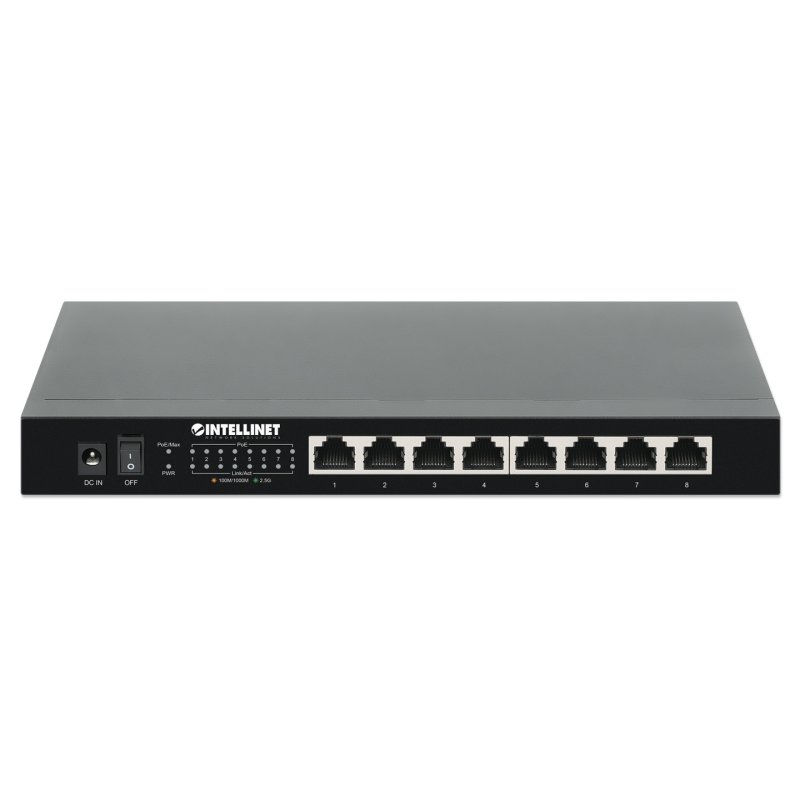 INTELLINET 8-Port 2,5G Ethernet PoE Switch 8x 10/100/1000/2500 Mbit/s PSE PoE Ports 100W PoE-Leistungsbudget