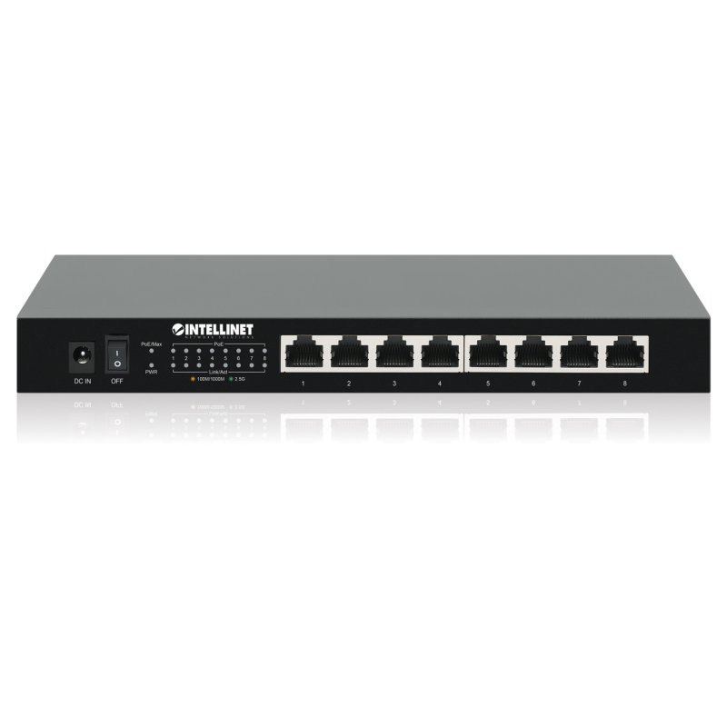 Intellinet 8-Port 2.5G Ethernet PoE Switch Eight 10/100/1000/2500 Mbps PSE PoE Ports, 100 W PoE Power Budget,
