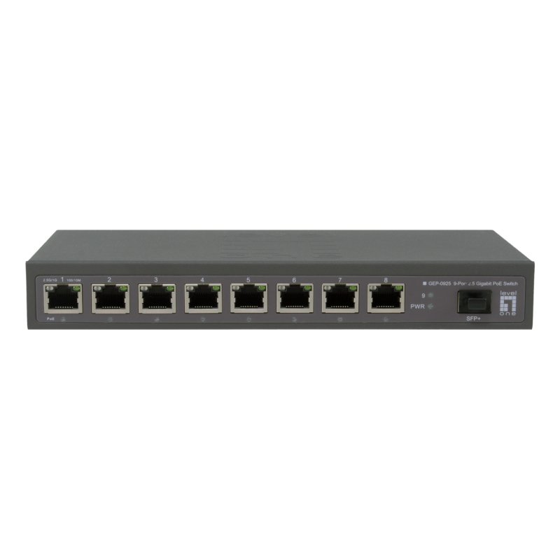 LevelOne GEP-0925 network switch Unmanaged 2.5G Ethernet (100/1000/2500) Power over Ethernet (PoE) Black