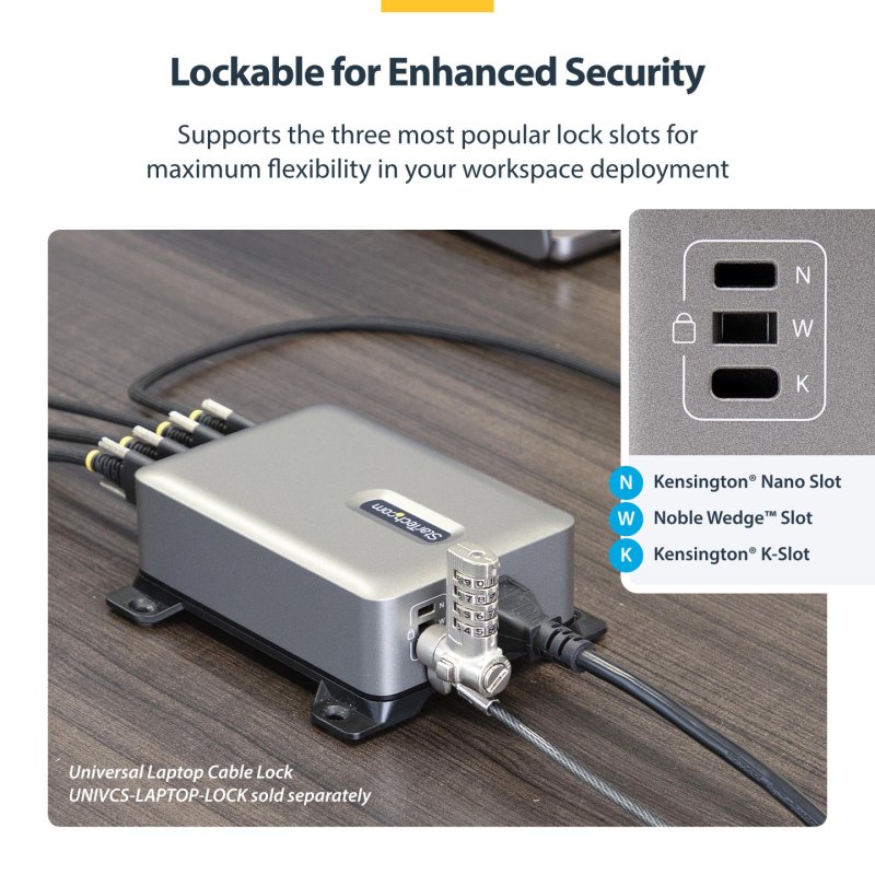 StarTech.com 4-Port Multi-Device USB-C Charger, 240W Total, Single Port 140W EPR, PD 3.1, Screw Locking Ports,