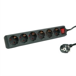 ROLINE 19.07.1074 power extension 1.5 m 6 AC outlet(s) Indoor Black