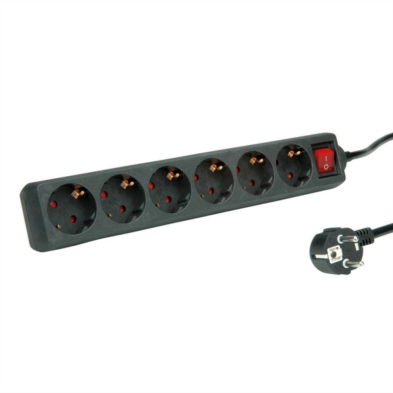 ROLINE 19.07.1074 power extension 1.5 m 6 AC outlet(s) Indoor Black