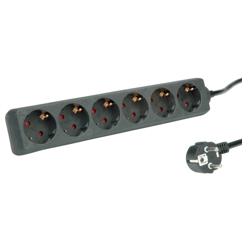 ROLINE 19.07.1072 power extension 1.5 m 6 AC outlet(s) Indoor Black