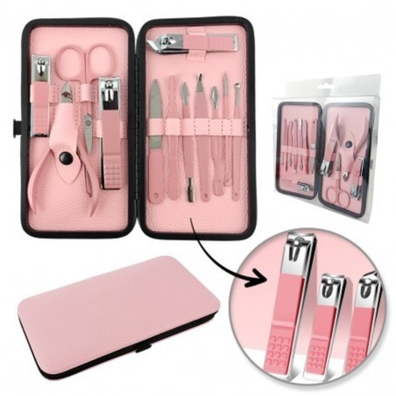 Ecarla Manicure And Pedicure Accessories Set Pink 12 In 1 Ak20