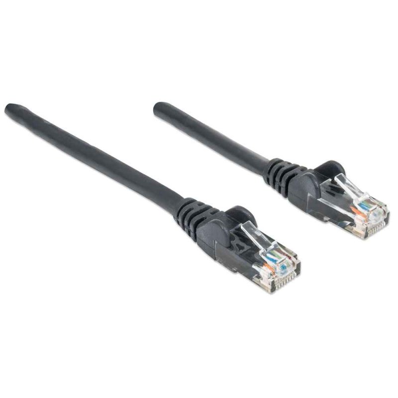 Intellinet Network Patch Cable, Cat6, 0.5m, Black, CCA, U/UTP, PVC, RJ45, Gold Plated Contacts, Snagless, Booted,