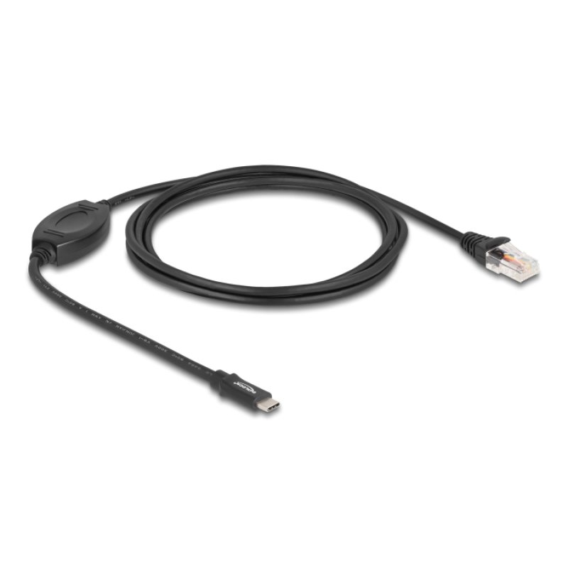 DeLOCK Adaptateur USB 2.0 Type-C mâle à 1 Serial RS-232 RJ45 mâle 1,8 m, noir