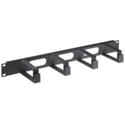 Intellinet Panneau de gestion des câbles 19", 1U, 4 anneaux plastiques longs, noir