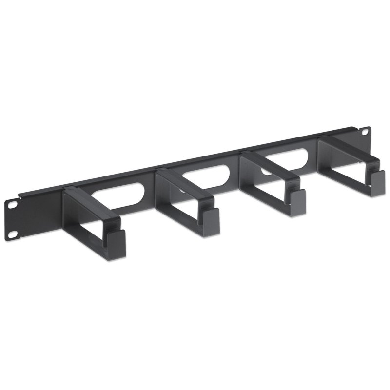 Intellinet Panneau de gestion des câbles 19", 1U, 4 anneaux plastiques longs, noir