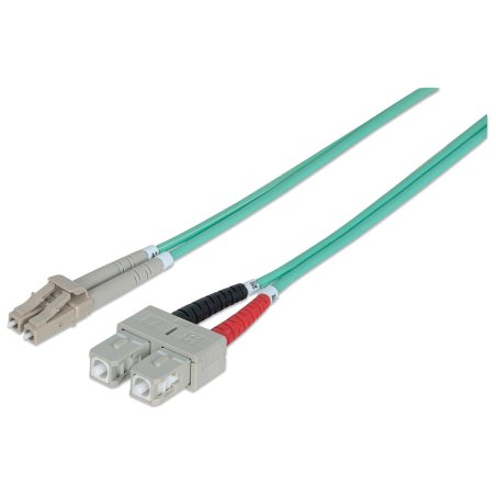 Intellinet Fiber Optic Patch Cable, OM3, LC/SC, 2m, Aqua, Duplex, Multimode, 50/125 µm, LSZH, Fibre, Lifetime Warranty