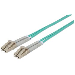 Intellinet Fiber Optic Patch Cable, OM3, LC/LC, 1m, Aqua, Duplex, Multimode, 50/125 µm, LSZH, Fibre, Lifetime Warranty