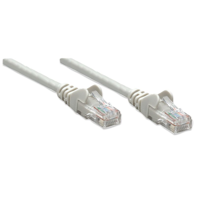 Intellinet Network Patch Cable, Cat5e, 0.5m, Grey, CCA, U/UTP, PVC, RJ45, Gold Plated Contacts, Snagless, Booted,