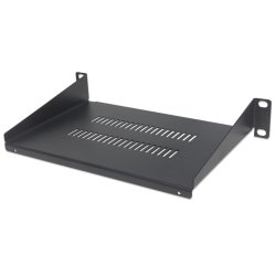 Intellinet 10" Cantilever Shelf, 1U, 150mm Depth, Vented, Max 45kg, Black, Three Year Warranty