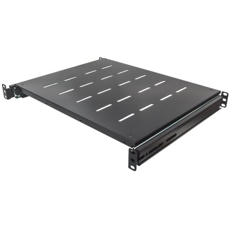 Intellinet 19" Sliding Shelf, 1U, For 600 to 800mm Depth Cabinets & Racks, shelf depth 350mm, Max weight 35kg, Black