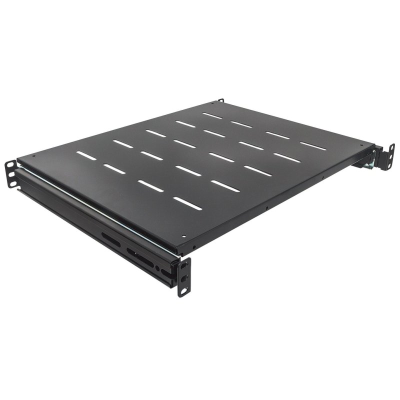 Intellinet 19" Sliding Shelf, 1U, For 600 to 800mm Depth Cabinets & Racks, shelf depth 350mm, Max weight 35kg, Black