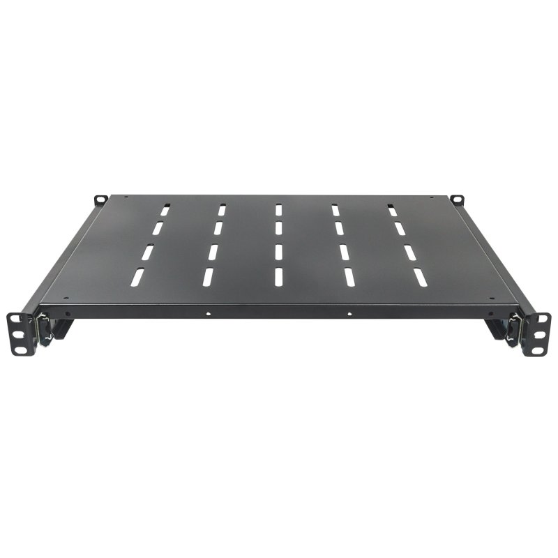 Intellinet 19" Sliding Shelf, 1U, For 600 to 800mm Depth Cabinets & Racks, shelf depth 350mm, Max weight 35kg, Black