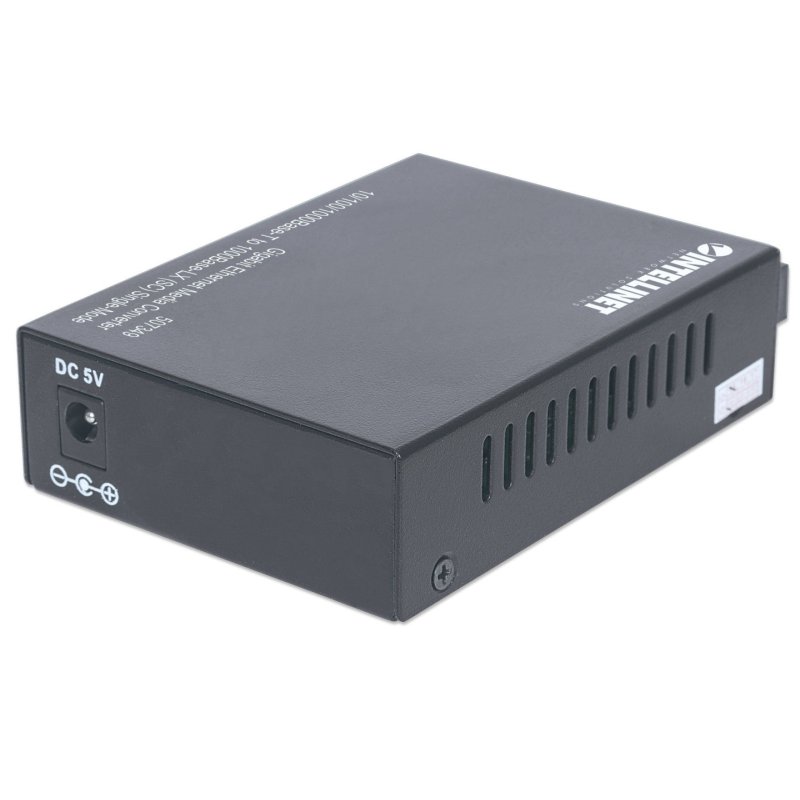 Intellinet Gigabit Ethernet Single Mode Media Converter, 10/100/1000Base-T to 1000Base-Lx (SC) Single-Mode, 20km