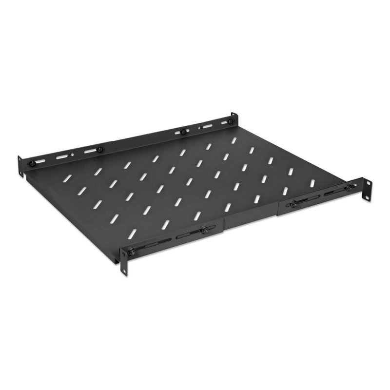 Intellinet Étagère fixe réglable 19", 1U, profondeur 550 mm, rails réglables de 550 à 750 mm, charge max. 20 kg,