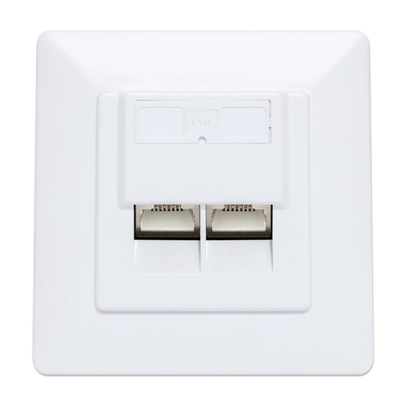 INTELLINET 2-Port Cat6a 10G RJ45-Unterputzdose STP weiß