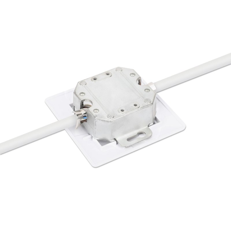 Intellinet 2-Port Cat6a 10G Shielded RJ45 Wall Plate Flush Mount with Faceplate, STP, Signal White RAL9003