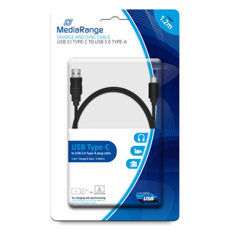 MediaRange MRCS160 USB cable USB 3.2 Gen 1 (3.1 Gen 1) 1.2 m USB A USB C Black