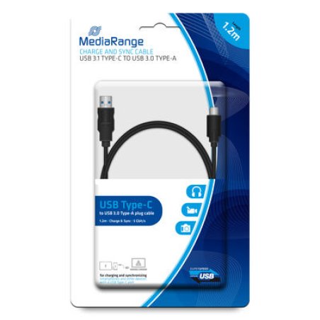 MediaRange MRCS160 USB cable USB 3.2 Gen 1 (3.1 Gen 1) 1.2 m USB A USB C Black